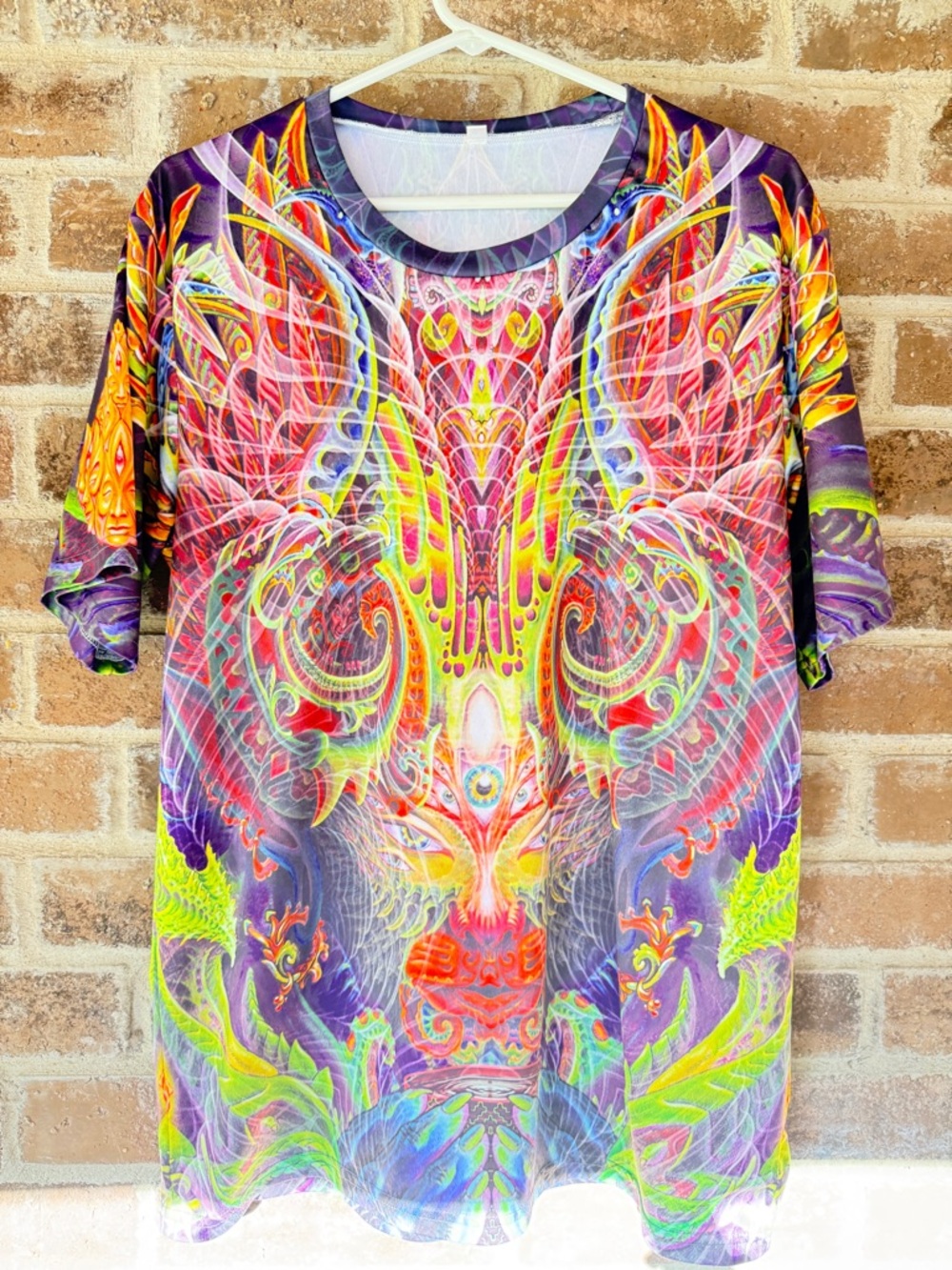 Men's Psychedelic Neon Short Sleeve Tee - Multicolor